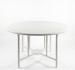 Hammered Metal & Marble Round Dining Table